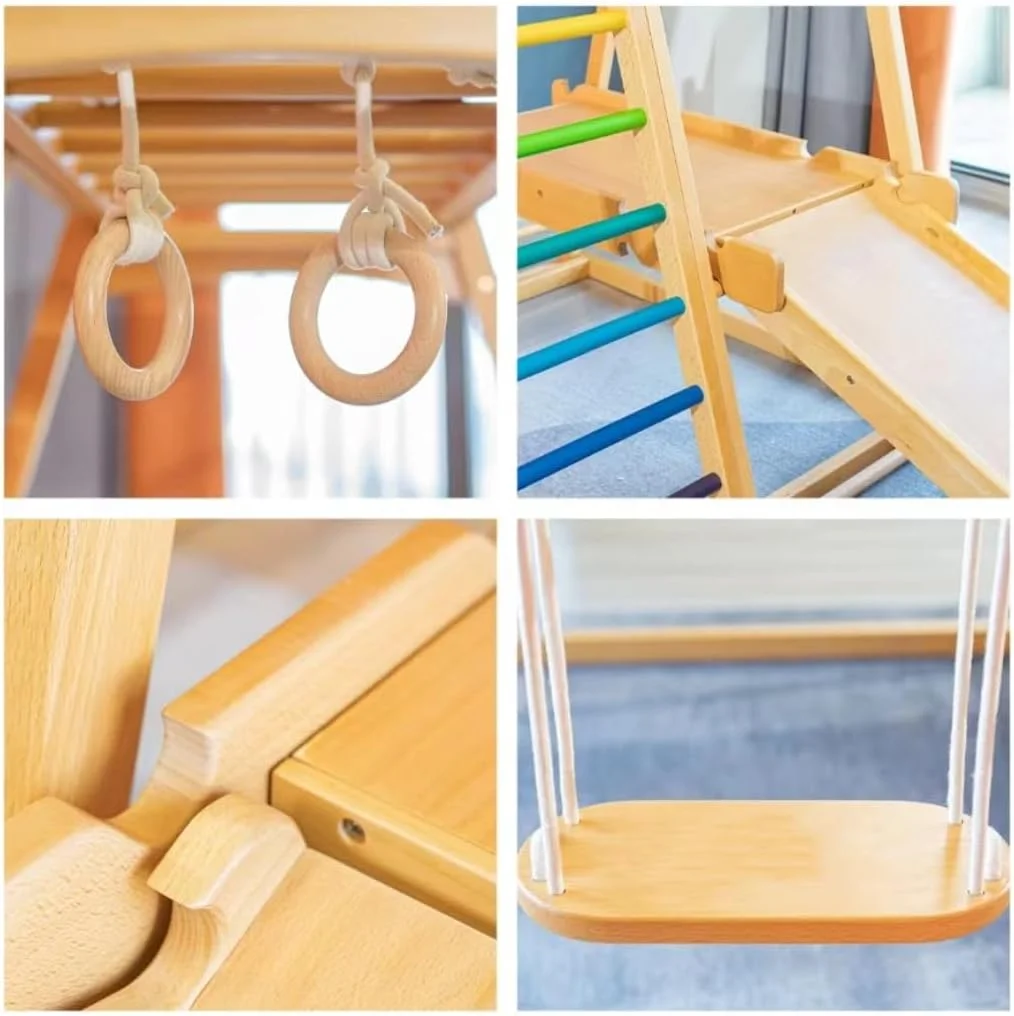 مجموعه بازی چوبی کودک کول بیبی 6 در 1. شامل سرسره و تاب چوبی برای کودکان. زمین بازی سرپوشیده و باشگاه ورزشی کودک. سرسره دو طرفه (صخره نوردی/سرسره) مجموعه بازی چوبی کودک کول بیبی 6 در 1. شامل سرسره و تاب چوبی برای کودکان. زمین بازی سرپوشیده و باشگاه ورزشی کودک. سرسره دو طرفه (صخره نوردی/سرسره)