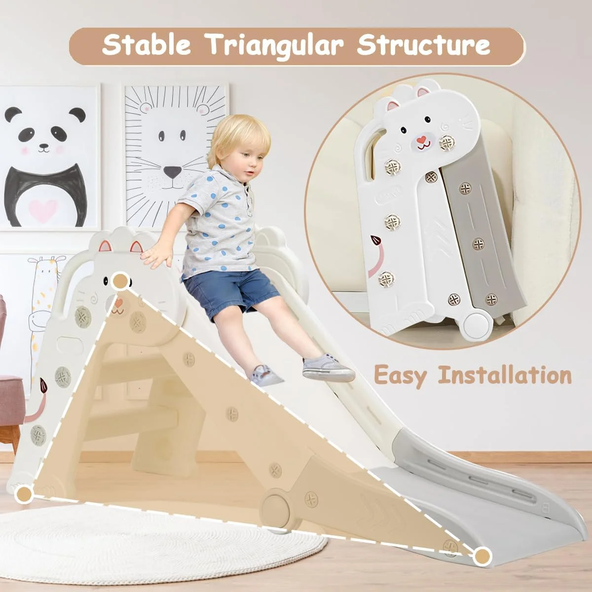 سرسره کودک Azulmart، سرسره تاشو مناسب فضای داخلی و خارجی، مجموعه بازی کودک با طراحی زیبا، قابل حمل و با نصب آسان، اسباب بازی ورزشی با پله های ضد لغزش برای کودکان 1 تا 3 سال سرسره کودک Azulmart، سرسره تاشو مناسب فضای داخلی و خارجی، مجموعه بازی کودک با طراحی زیبا، قابل حمل و با نصب آسان، اسباب بازی ورزشی با پله های ضد لغزش برای کودکان 1 تا 3 سال