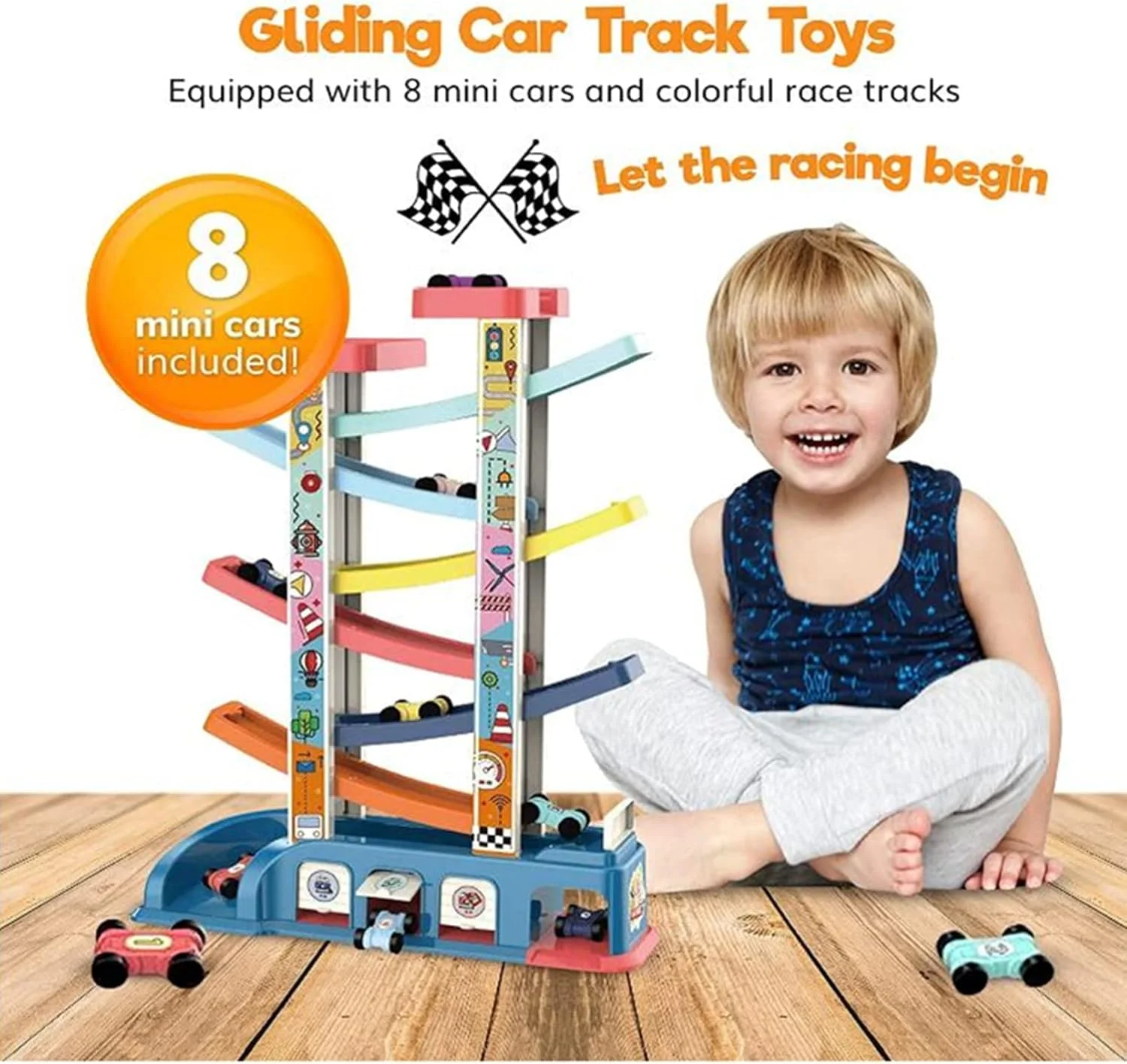 پیست مسابقه ماشین اسباب بازی AM ANNA، اسباب بازی ماشین سرسره ای آموزشی مونته سوری با 6 رمپ و 8 ماشین کوچک، اسباب بازی ماشین مسابقه ای برای کودکان پسر و دختر، پارکینگ برای کودکان نوپا پیست مسابقه ماشین اسباب بازی AM ANNA، اسباب بازی ماشین سرسره ای آموزشی مونته سوری با 6 رمپ و 8 ماشین کوچک، اسباب بازی ماشین مسابقه ای برای کودکان پسر و دختر، پارکینگ برای کودکان نوپا