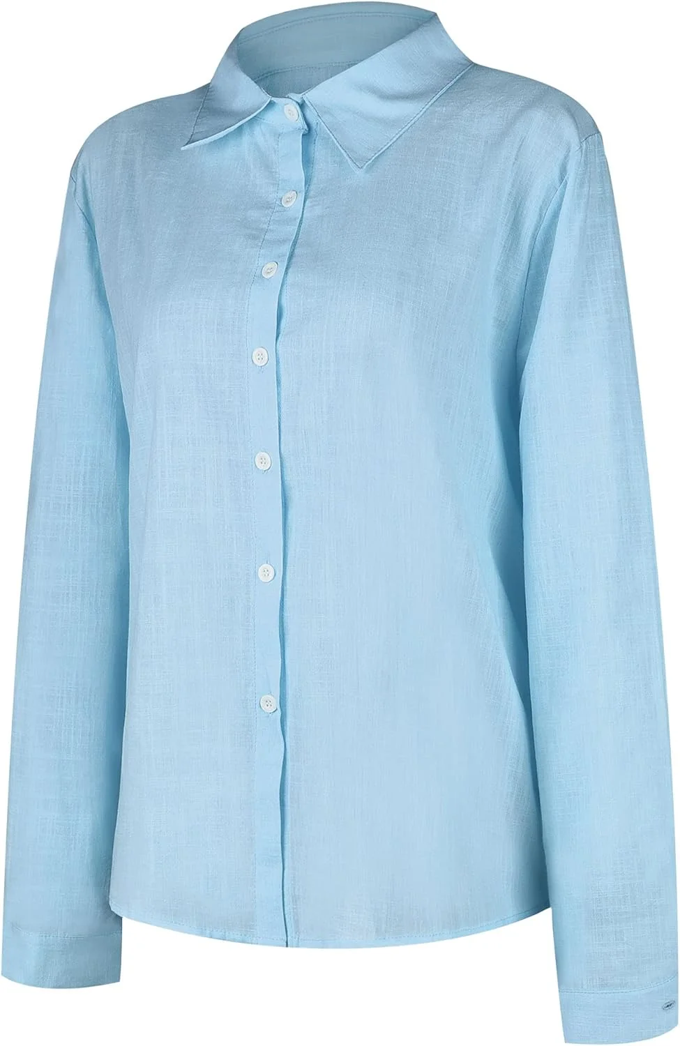 Abtel پیراهن زنانه نخی و کتانی آستین بلند طرح پرنده، بلوز و تونیک دکمه دار غیر رسمی