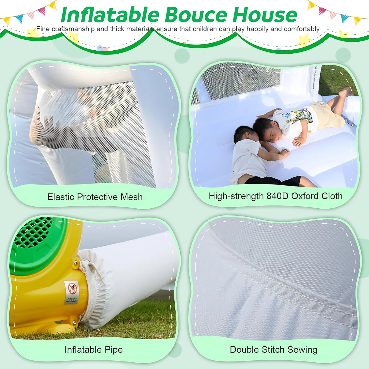 قلعه بادی سفید AONESY، قلعه بادی بادی با استخر توپ و سرسره برای کودکان، قلعه بادی سرپوشیده، خانه بازی قابل حمل، قلعه بادی فضای باز با دمنده برای جشن تولد، دکوراسیون عروسی قلعه بادی سفید AONESY، قلعه بادی بادی با استخر توپ و سرسره برای کودکان، قلعه بادی سرپوشیده، خانه بازی قابل حمل، قلعه بادی فضای باز با دمنده برای جشن تولد، دکوراسیون عروسی