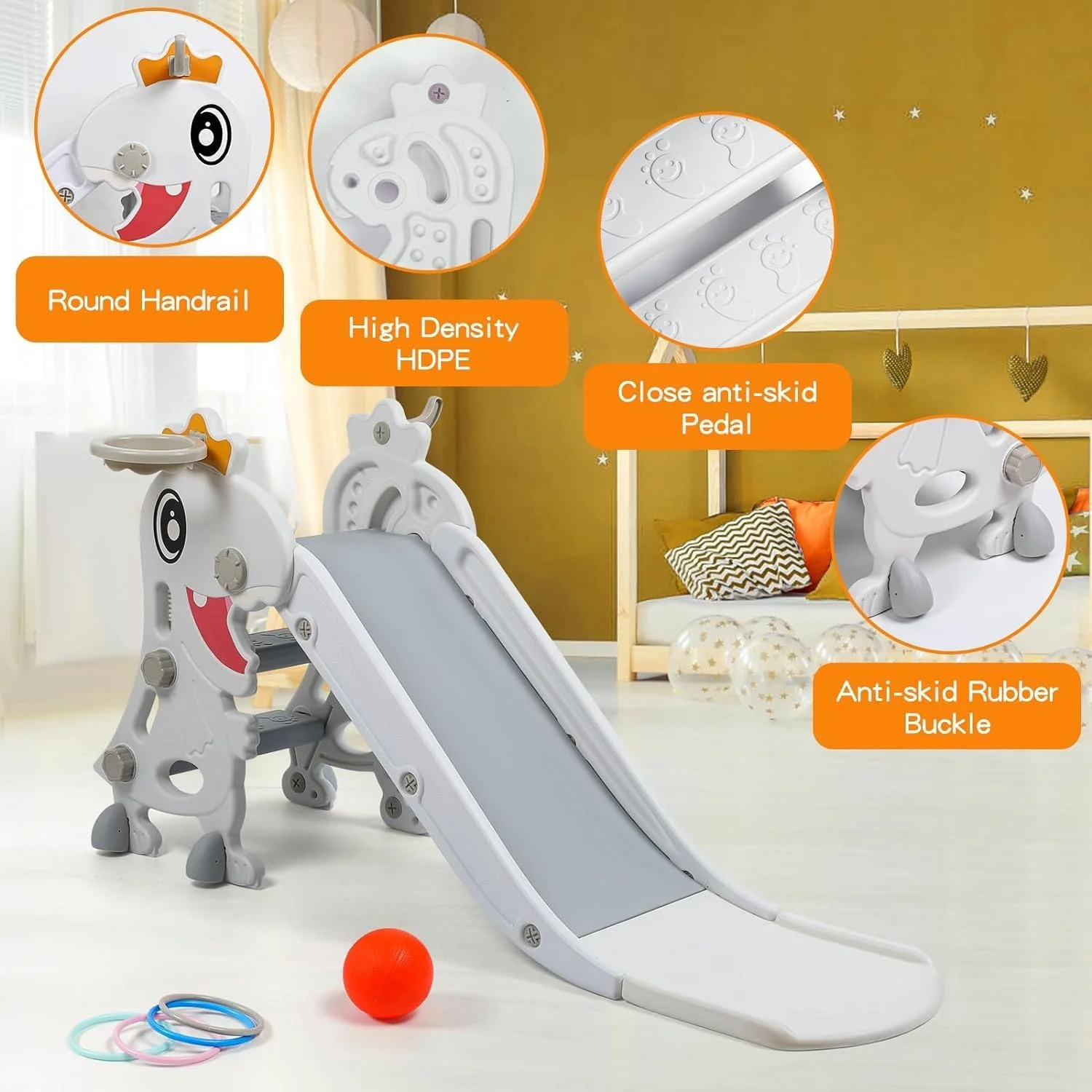 سرسره سرپوشیده CENXI برای کودکان نوپا 1-3 ساله، مجموعه بازی سرسره تاشو کودکان نوپا، زمین بازی سرپوشیده و روباز، مجموعه بازی صخره نوردی کودکان نوپا با حلقه بسکتبال و پرتاب حلقه (سفید) سرسره سرپوشیده CENXI برای کودکان نوپا 1-3 ساله، مجموعه بازی سرسره تاشو کودکان نوپا، زمین بازی سرپوشیده و روباز، مجموعه بازی صخره نوردی کودکان نوپا با حلقه بسکتبال و پرتاب حلقه (سفید)