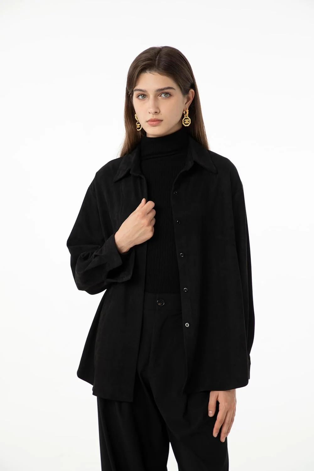 آبا بالایا، بلوز زنانه دکمه دار замше نرم و لطیف، آستین بلند، مناسب پاییز 2024 آبا بالایا، بلوز زنانه دکمه دار замше نرم و لطیف، آستین بلند، مناسب پاییز 2024