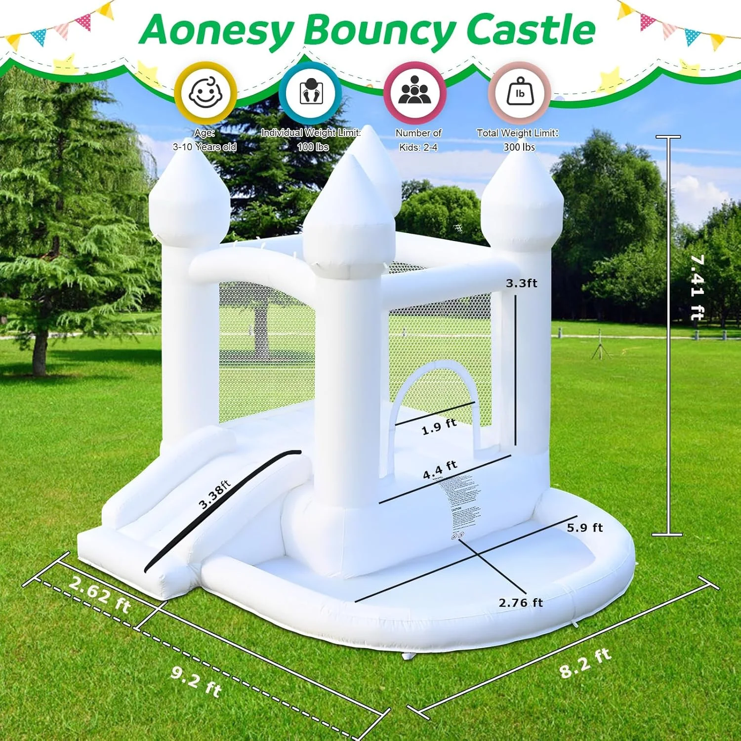 قلعه بادی سفید AONESY، قلعه بادی بادی با استخر توپ و سرسره برای کودکان، قلعه بادی سرپوشیده، خانه بازی قابل حمل، قلعه بادی فضای باز با دمنده برای جشن تولد، دکوراسیون عروسی قلعه بادی سفید AONESY، قلعه بادی بادی با استخر توپ و سرسره برای کودکان، قلعه بادی سرپوشیده، خانه بازی قابل حمل، قلعه بادی فضای باز با دمنده برای جشن تولد، دکوراسیون عروسی