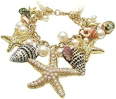 دستبند النگویی مرواریدی ستاره ای شیک و مد روز Shining Diva Fashion برای دختران (چند رنگ) (6276b)