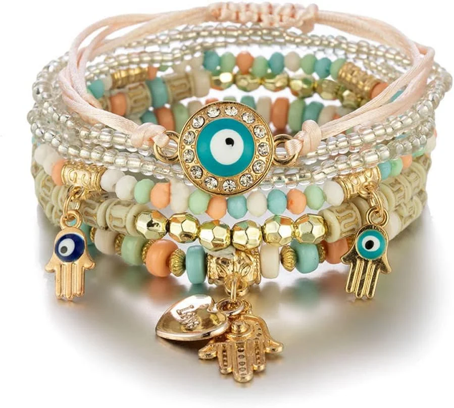 دستبند النگویی چند لایه بوهمی شیک و جدید زنانه و دخترانه Shining Diva Fashion (14687b) (چند رنگ)