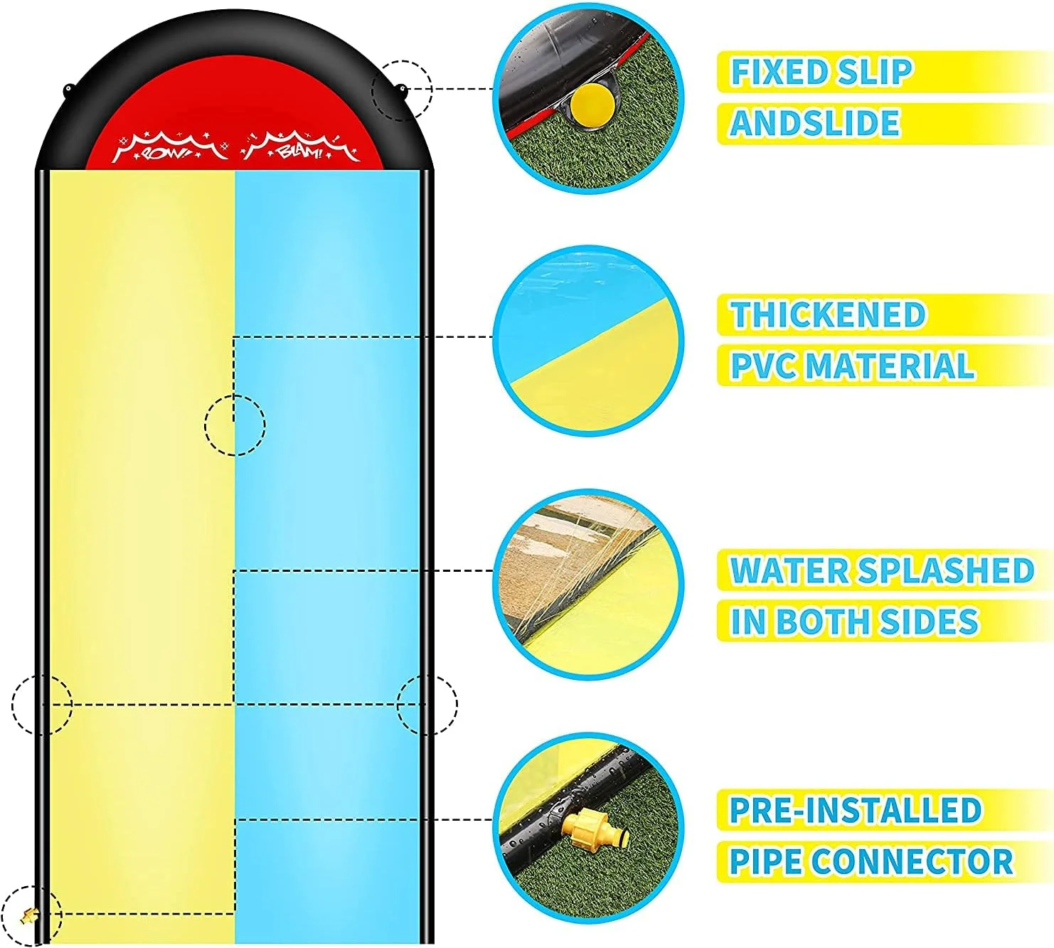 سرسره آبی چمن ELECDON برای کودکان و بزرگسالان، سرسره لغزنده، سرسره و اسلاید برای حیاط خلوت، سرسره آبی با 2 تخته موج سواری، 4.8 متر، 2 لاین مسابقه سرسره با آبپاش، ساختار PVC بادوام سرسره آبی چمن ELECDON برای کودکان و بزرگسالان، سرسره لغزنده، سرسره و اسلاید برای حیاط خلوت، سرسره آبی با 2 تخته موج سواری، 4.8 متر، 2 لاین مسابقه سرسره با آبپاش، ساختار PVC بادوام