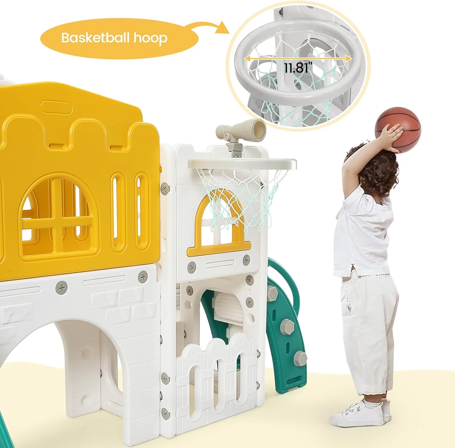 مجموعه سرسره و بازی کودک نوپا GAOMON 8 در 1، مجموعه بازی سرسره سرپوشیده برای کودکان 1-3 ساله، زمین بازی سرپوشیده کودکان با سرسره، حلقه بسکتبال، صخره نوردی، تونل خزیدن، تلسکوپ، محل نگهداری اسباب بازی مجموعه سرسره و بازی کودک نوپا GAOMON 8 در 1، مجموعه بازی سرسره سرپوشیده برای کودکان 1-3 ساله، زمین بازی سرپوشیده کودکان با سرسره، حلقه بسکتبال، صخره نوردی، تونل خزیدن، تلسکوپ، محل نگهداری اسباب بازی