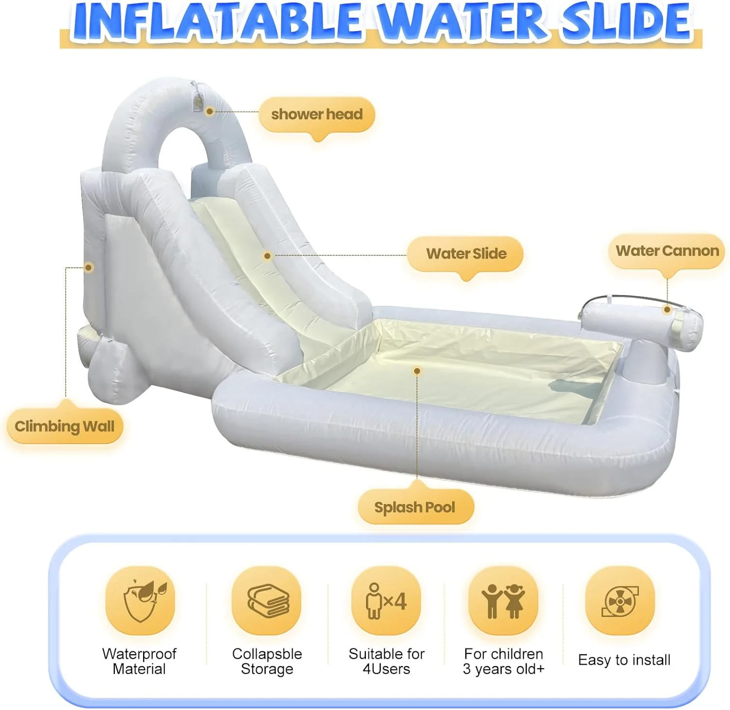 پارک سرسره آبی Eypye با استخر PVC برای نگهداری آب، خانه بادی با دمنده هوا، توپ آبی و دیوار صخره نوردی، سرسره آبی بادی برای حیاط خلوت کودکان، 4 متر طول * 1.8 متر عرض * 1.8 متر ارتفاع پارک سرسره آبی Eypye با استخر PVC برای نگهداری آب، خانه بادی با دمنده هوا، توپ آبی و دیوار صخره نوردی، سرسره آبی بادی برای حیاط خلوت کودکان، 4 متر طول * 1.8 متر عرض * 1.8 متر ارتفاع