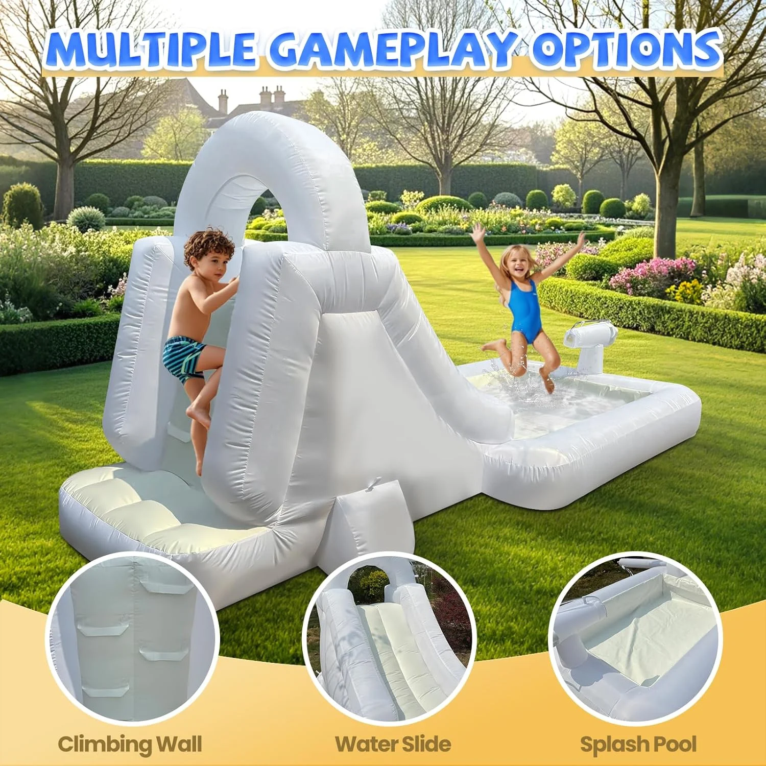 پارک سرسره آبی Eypye با استخر PVC برای نگهداری آب، خانه بادی با دمنده هوا، توپ آبی و دیوار صخره نوردی، سرسره آبی بادی برای حیاط خلوت کودکان، 4 متر طول * 1.8 متر عرض * 1.8 متر ارتفاع پارک سرسره آبی Eypye با استخر PVC برای نگهداری آب، خانه بادی با دمنده هوا، توپ آبی و دیوار صخره نوردی، سرسره آبی بادی برای حیاط خلوت کودکان، 4 متر طول * 1.8 متر عرض * 1.8 متر ارتفاع