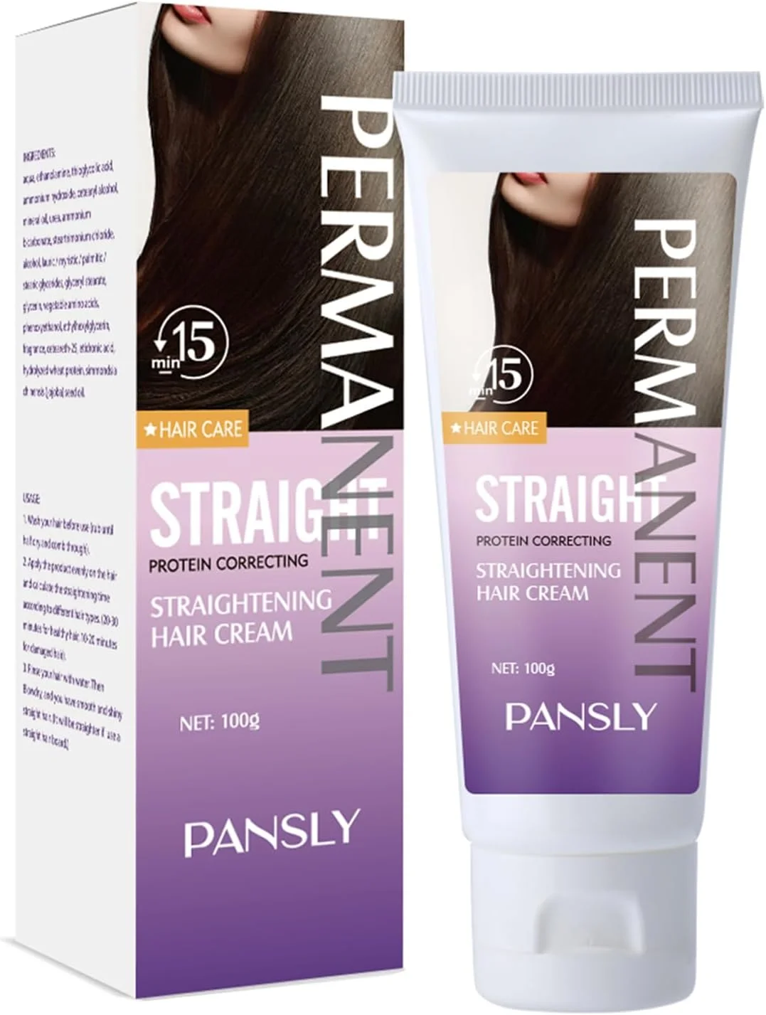 کرم صاف کننده دائمی مو - درمان صاف کننده مو با پروتئین برای موهای موج دار، وز و مجعد، درمان صاف کننده 15 دقیقه ای، 100 گرم