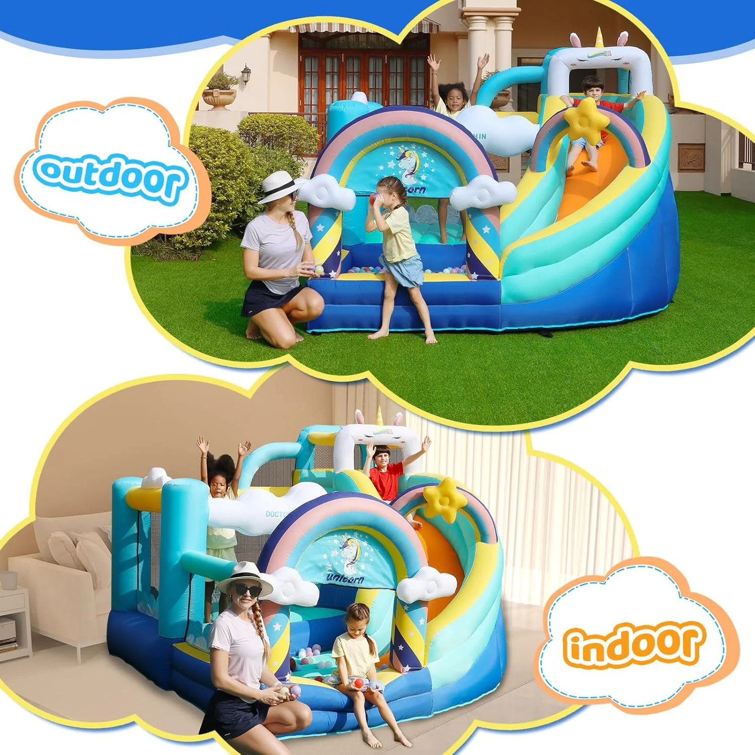 قلعه بادی تک شاخ دکتر دلفین به همراه سرسره مناسب کودکان قلعه بادی تک شاخ دکتر دلفین به همراه سرسره مناسب کودکان