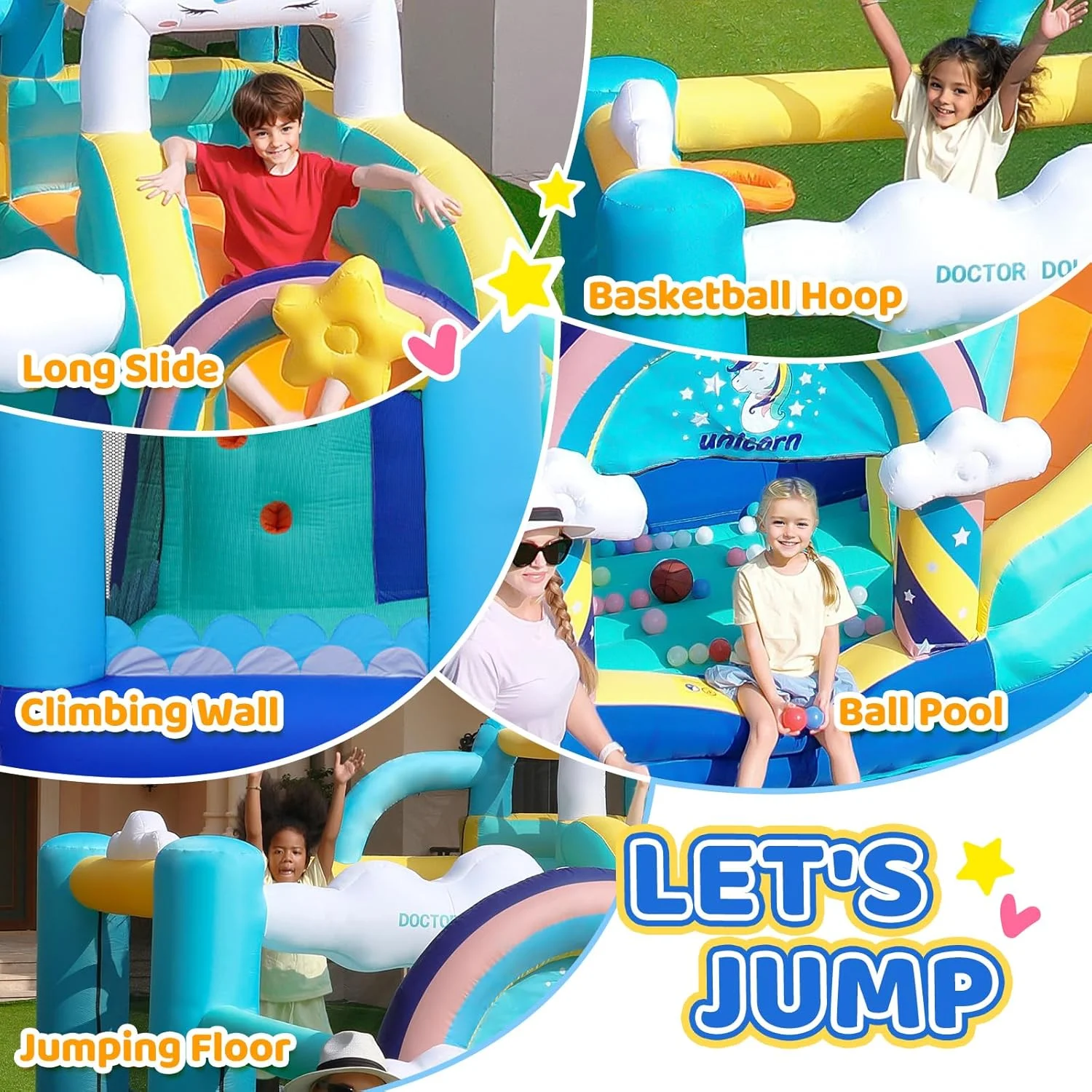 قلعه بادی تک شاخ دکتر دلفین به همراه سرسره مناسب کودکان قلعه بادی تک شاخ دکتر دلفین به همراه سرسره مناسب کودکان