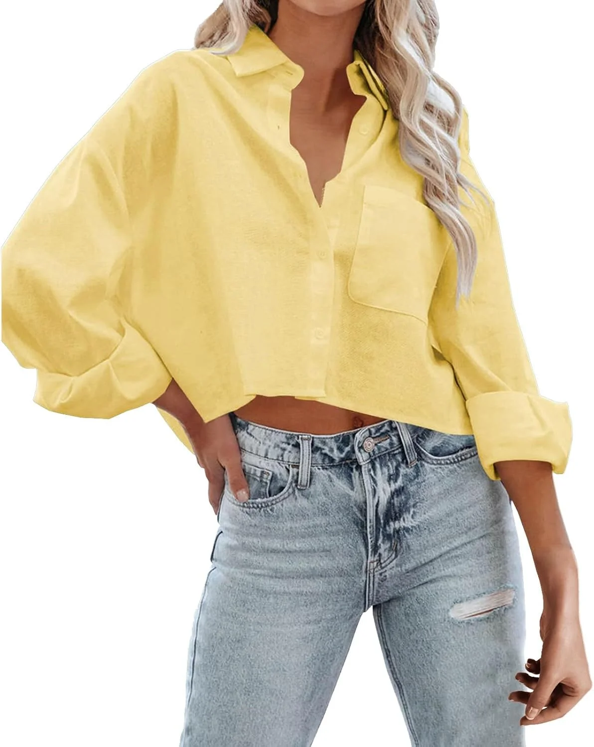 Aqyauyt - بلوز زنانه دکمه دار، آستین بلند، غیر رسمی، بلوز یقه برگردان با جیب سینه Aqyauyt - بلوز زنانه دکمه دار، آستین بلند، غیر رسمی، بلوز یقه برگردان با جیب سینه