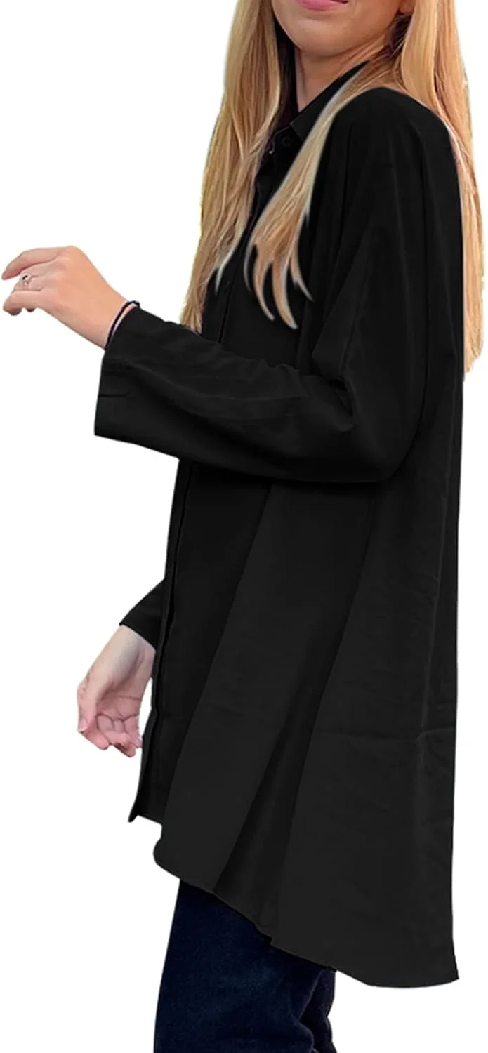 Aoysky تی شرت زنانه سایز بزرگ دکمه دار آستین بلند یقه هفت بلوز گشاد و آزاد Aoysky تی شرت زنانه سایز بزرگ دکمه دار آستین بلند یقه هفت بلوز گشاد و آزاد