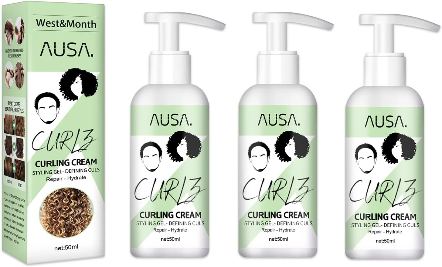 کرم موی فر هیر رویال، کرم حجم دهنده مو Salonx Extra، کرم حجم دهنده مو Bouncie'Lock، کرم حالت دهنده موی فر ضد وز، کرم حالت دهنده فر (3 عدد)