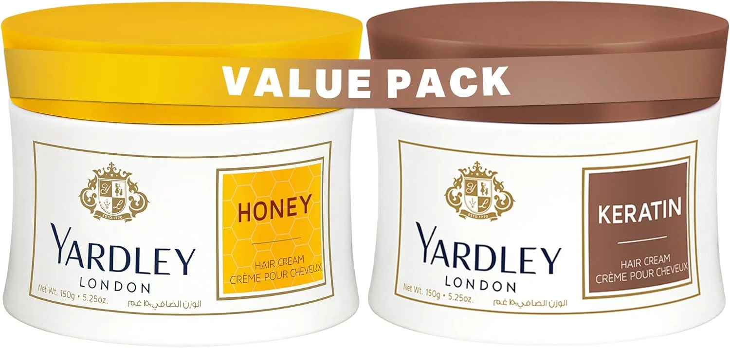 کرم موی یاردلی لندن، برای مرطوب کردن و حالت دادن به مو در تمام طول روز، بسته ویژه - 150 گرم x 2 (عسل و کراتین)