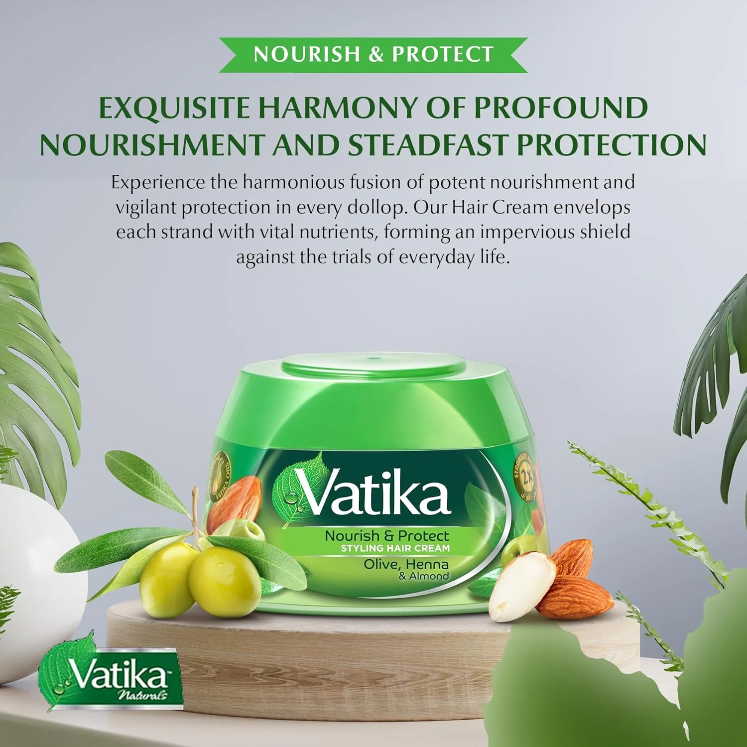 کرم مو حالت دهنده مغذی و محافظت کننده Vatika Naturals | غنی شده با حنا، بادام، آلوئه ورا و روغن های مغذی Vatika | حالت و بافت دهنده - 210 میلی لیتر