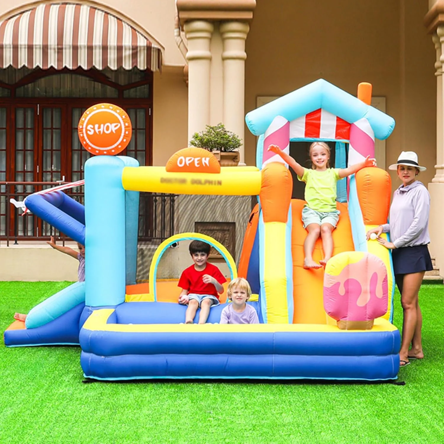 سرسره آبی بادی، قلعه پارک سرسره آبی بادی، مناسب برای کودکان 3 تا 10 سال، با استخر آب، توپ آبی، دیوار صخره نوردی و دمنده 450 واتی (طراحی فروشگاهی) سرسره آبی بادی، قلعه پارک سرسره آبی بادی، مناسب برای کودکان 3 تا 10 سال، با استخر آب، توپ آبی، دیوار صخره نوردی و دمنده 450 واتی (طراحی فروشگاهی)