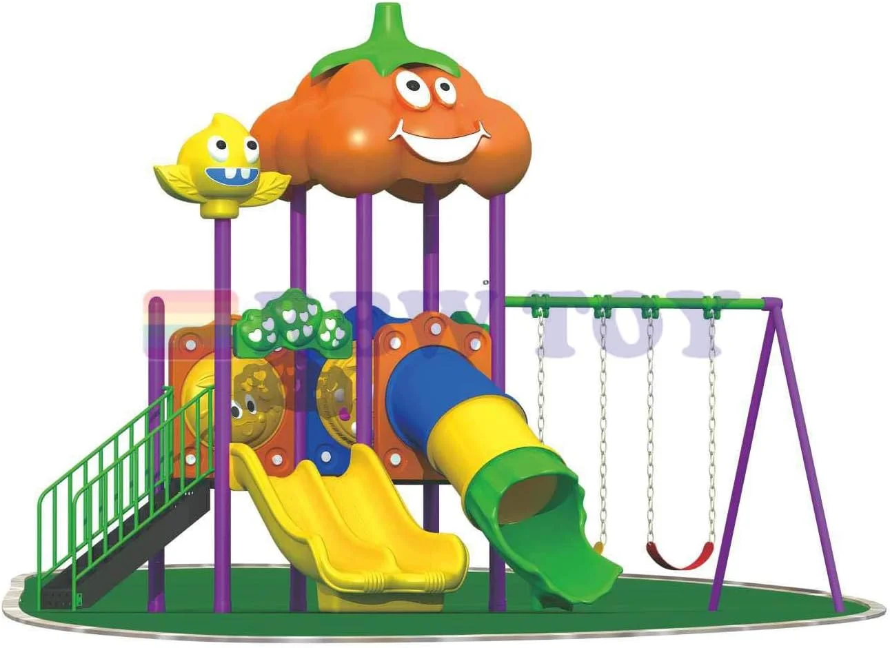 مجموعه زمین بازی کودکان در فضای باز RBWTOY، تاب، سرسره و قاب کوهنوردی باغ، 4.5 * 2.8 * 3 متر مدل RW-12050 مجموعه زمین بازی کودکان در فضای باز RBWTOY، تاب، سرسره و قاب کوهنوردی باغ، 4.5 * 2.8 * 3 متر مدل RW-12050