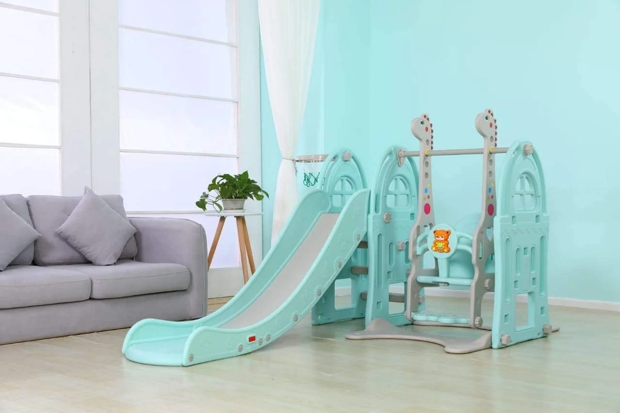 مجموعه بازی 3 در 1 کودکان Rainbow Toys شامل سرسره بزرگ، تاب و بازی بسکتبال (صورتی) مجموعه بازی 3 در 1 کودکان Rainbow Toys شامل سرسره بزرگ، تاب و بازی بسکتبال (صورتی)