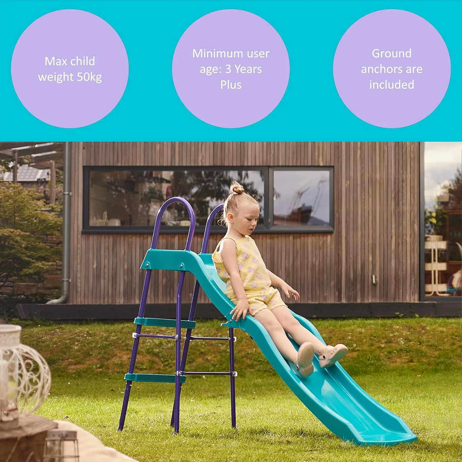 سرسره مستقل 1.8 متری Plum Haumea با نردبان، مونتاژ آسان، قاب فلزی محکم با حداکثر ظرفیت وزن 50 کیلوگرم، سرسره باغی مناسب برای پسران و دختران 3 سال به بالا، آبی سرسره مستقل 1.8 متری Plum Haumea با نردبان، مونتاژ آسان، قاب فلزی محکم با حداکثر ظرفیت وزن 50 کیلوگرم، سرسره باغی مناسب برای پسران و دختران 3 سال به بالا، آبی