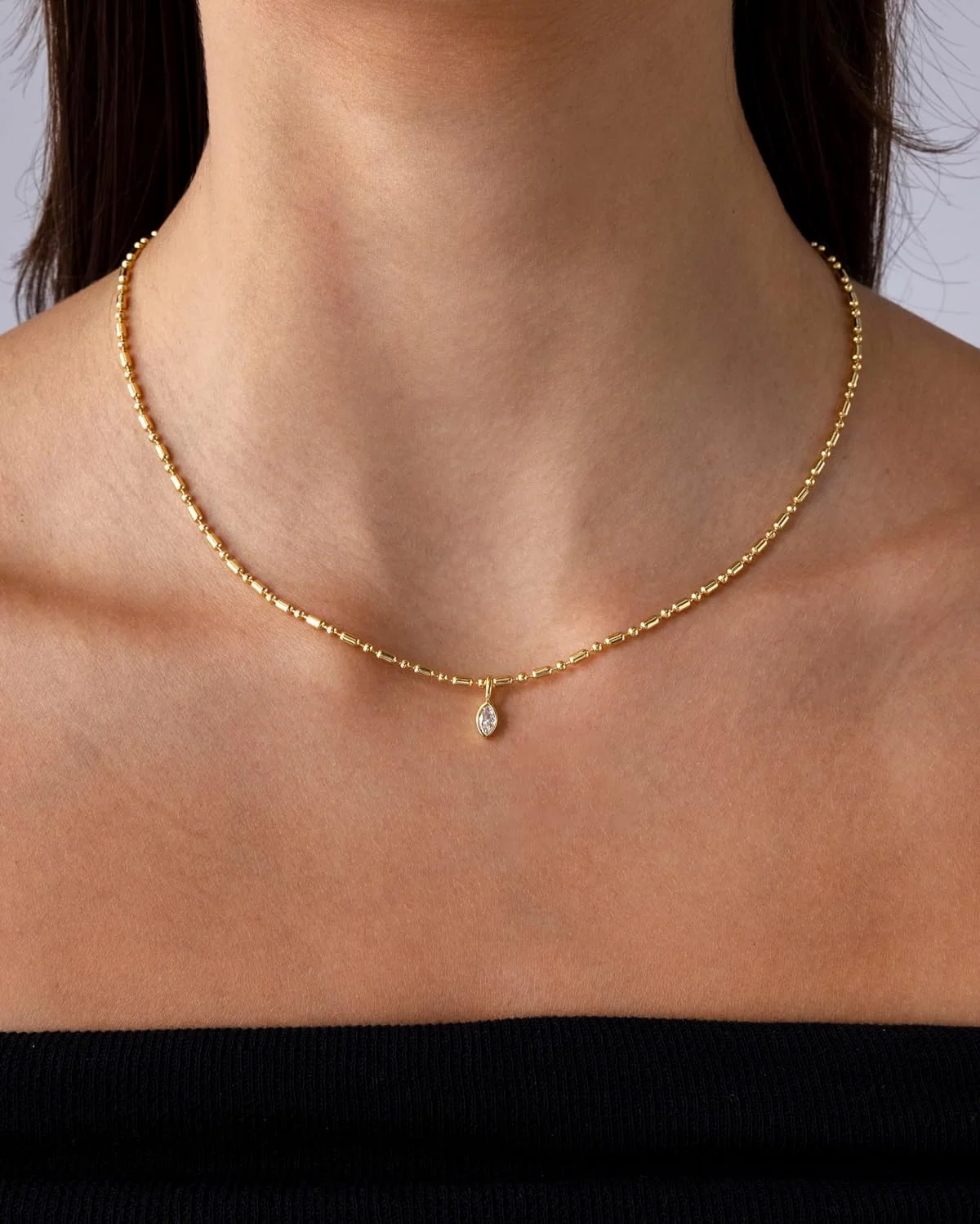 گردنبند آویز طرح مارکیز با روکش طلای 14 عیار PAVOI برای زنان | گردنبند بیانیه زیرکونیا مکعبی گردنبند آویز طرح مارکیز با روکش طلای 14 عیار PAVOI برای زنان | گردنبند بیانیه زیرکونیا مکعبی