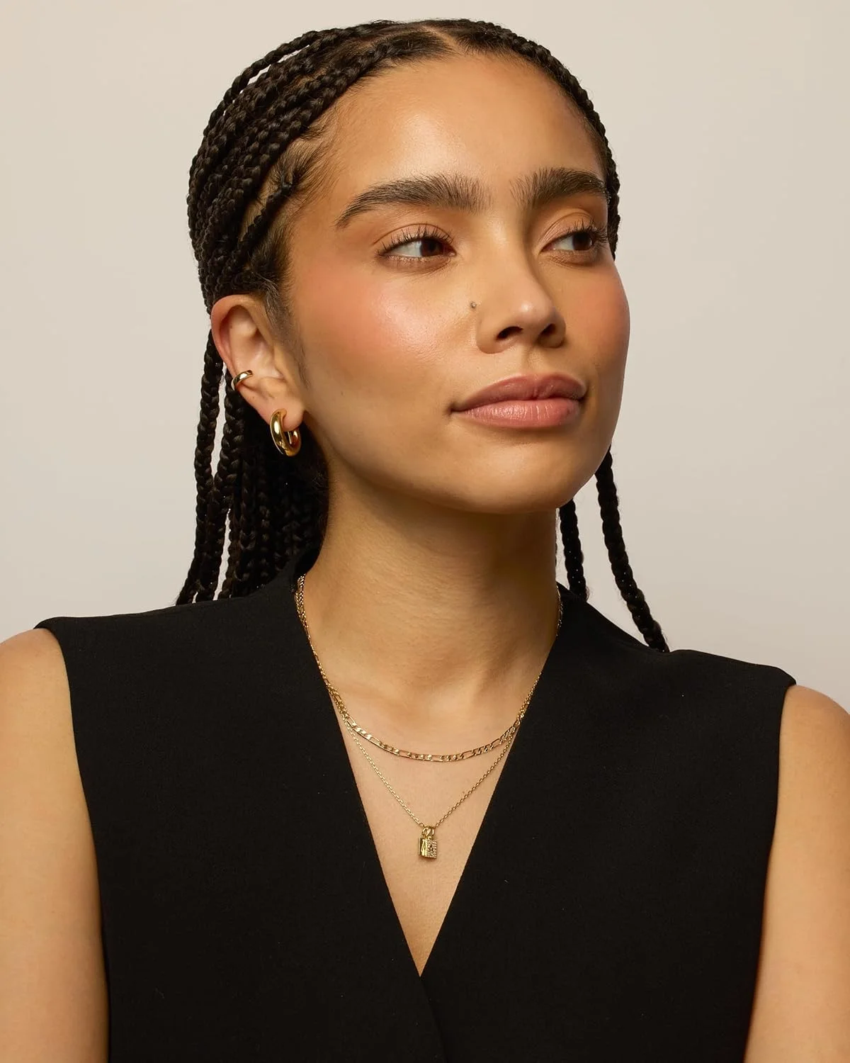 گردنبند آویز دو تایی با حرف اول اسم با روکش طلای 14 عیار PAVOI | گردنبند زنجیری نگین دار ظریف با حروف زیرکونیا مکعبی برای زنان