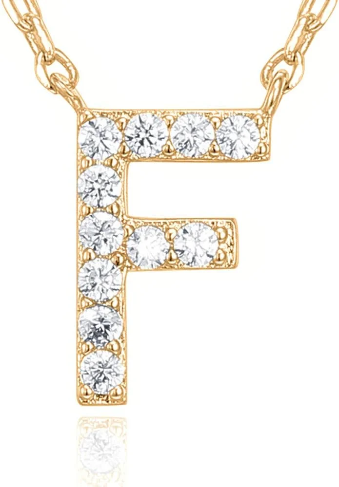 گردنبند حرف اول اسم با روکش طلای سفید 14 عیار و نگین زیرکونیا | گردنبند ظریف حروف الفبا برای زنان گردنبند حرف اول اسم با روکش طلای سفید 14 عیار و نگین زیرکونیا | گردنبند ظریف حروف الفبا برای زنان