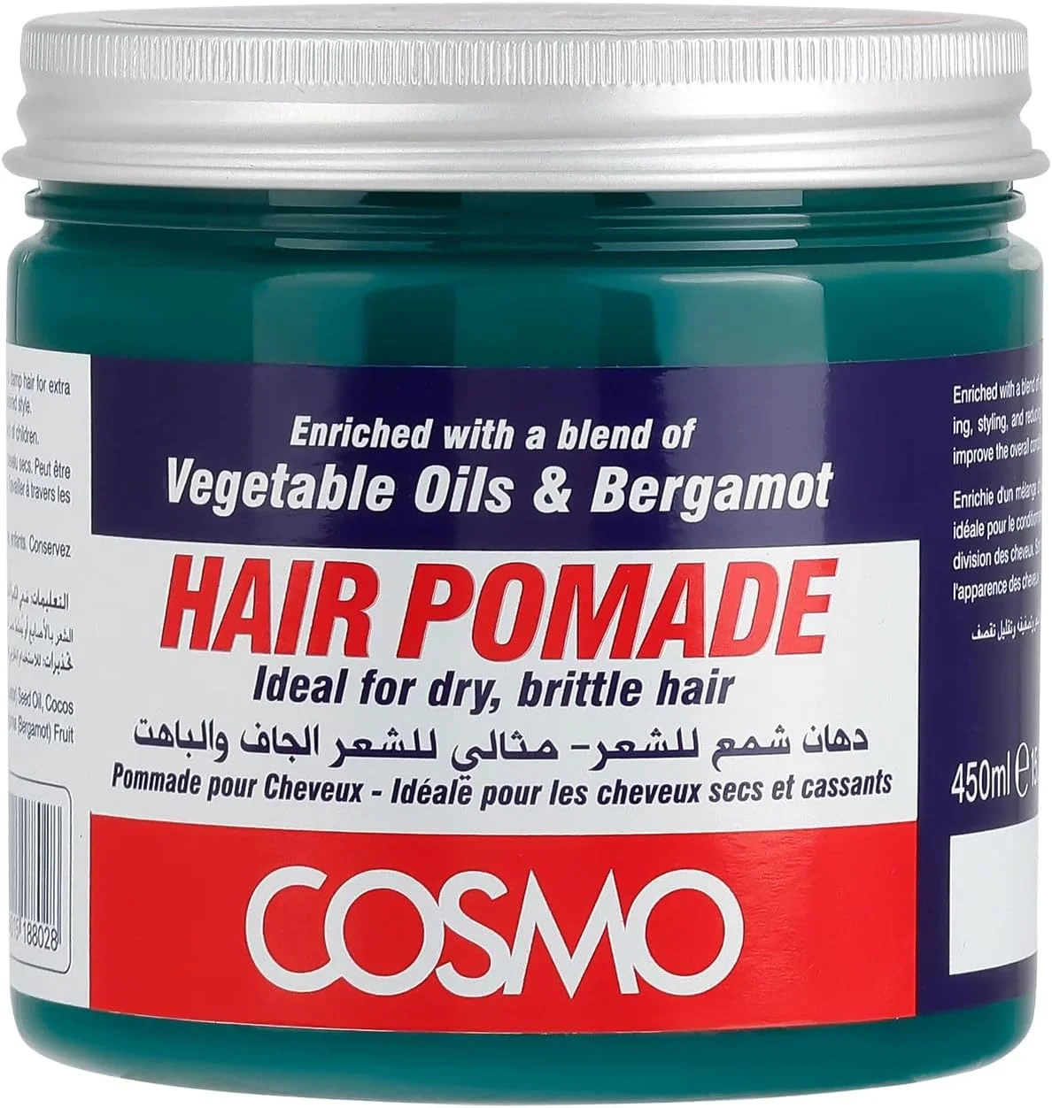 پماد مو Cosmo غنی شده با روغن های گیاهی طبیعی و ترنج با طراوت - فرمول سبک و غیر چرب برای حالت دهی ماندگار، درخشش سالم و نرم کنندگی پوست سر - مناسب برای انواع مو - 450 میلی لیتر