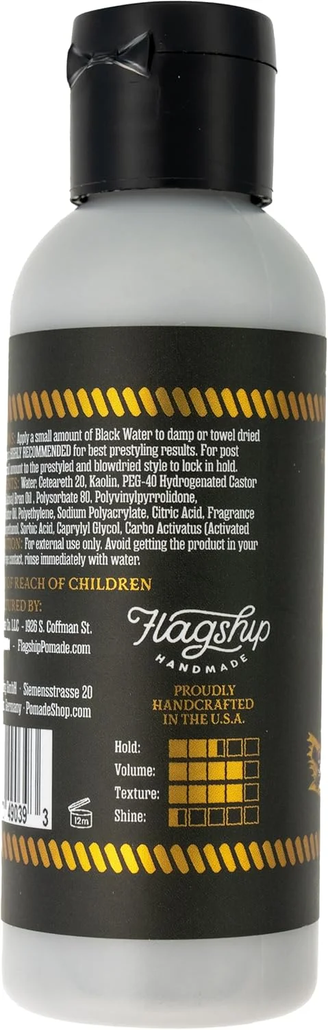 پماد موی مردانه FLAGSHIP Black Water – کرم حالت دهنده و پیش از حالت دهنده - نگهدارندگی متوسط، درخشش کم، نمای مات - پماد مایع بافت دهنده - رایحه Dark Tweed – 3.4 اونس پماد موی مردانه FLAGSHIP Black Water – کرم حالت دهنده و پیش از حالت دهنده - نگهدارندگی متوسط، درخشش کم، نمای مات - پماد مایع بافت دهنده - رایحه Dark Tweed – 3.4 اونس