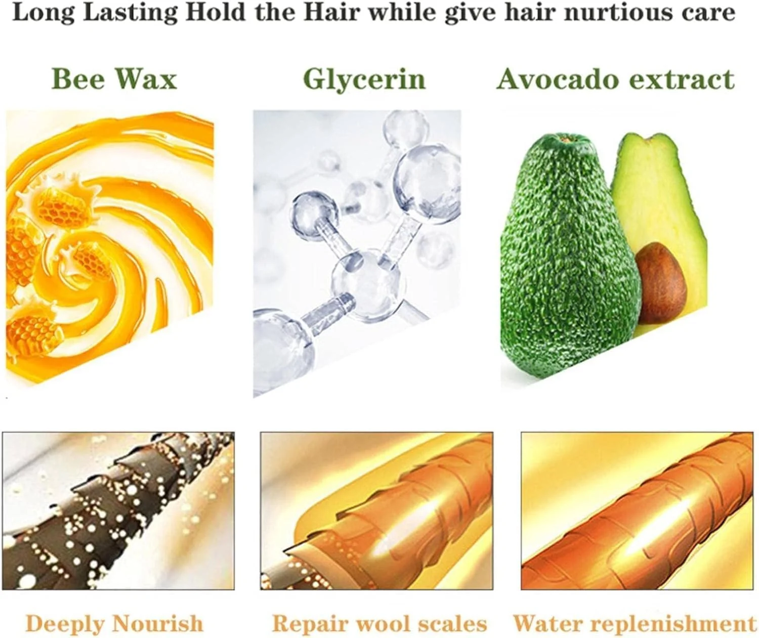 موم موی استیکی MOSH IKT برای کلاه گیس صاف، پماد موی حالت دهنده غیر چرب و لغزنده برای موهای وز، لبه ها و موخوره - 75 گرم (بسته 1 عددی)