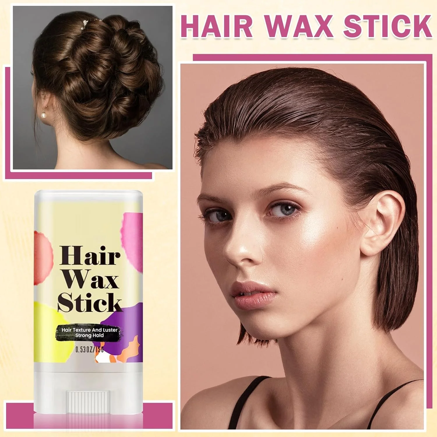 استیک واکس مو NALACAL، 2 عددی، برای زنان و کودکان، استیک واکس حالت دهنده مو، استیک پماد موی غیر چرب برای موهای وز و موخوره، استیک ژل مو برای صاف کردن مو، استیک واکس حالت دهنده با ماندگاری طولانی