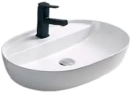 روشویی روکار بیضی شکل نورک مناسب حمام | روشویی روکار مناسب اتاق نشیمن | روشویی رومیزی | سینک سرامیکی رومیزی حمام (61x41x14 سانتی متر) (سفید)