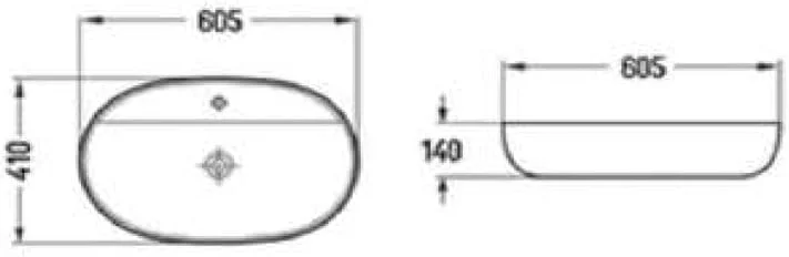 روشویی روکار بیضی شکل نورک مناسب حمام | روشویی روکار مناسب اتاق نشیمن | روشویی رومیزی | سینک سرامیکی رومیزی حمام (61x41x14 سانتی متر) (سفید)