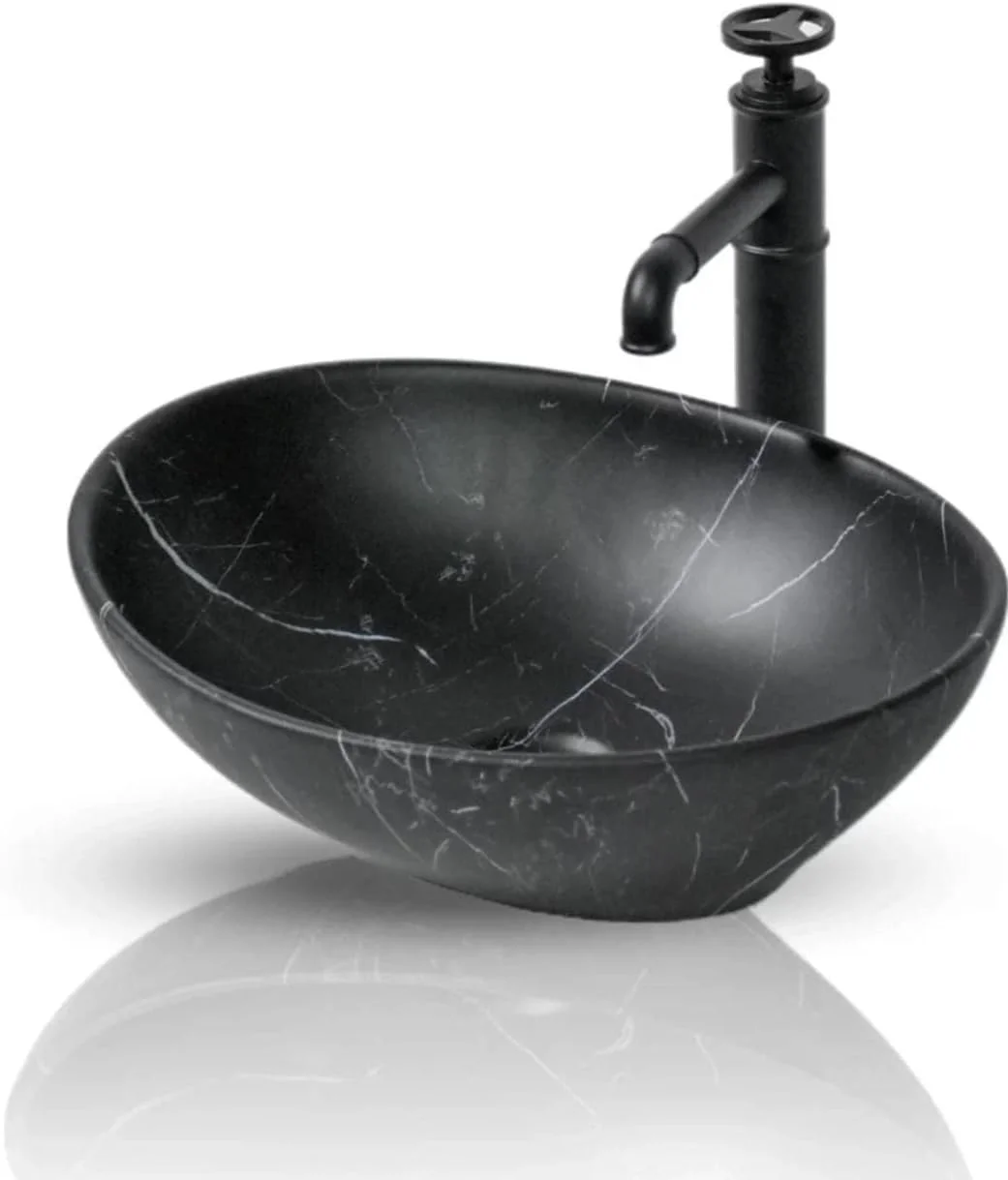 روشویی سرامیکی طرح NEXIS با روکش براق، کاسه روشویی رو میزی | روشویی تاشو (طرح مشکی مات، 40x33x12.5 سانتی متر)