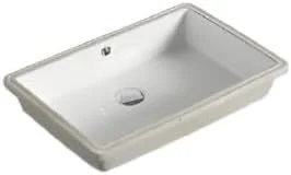 روشویی مستطیلی زیرصفحه‌ای نورک | طول 535 x عرض 365 x ارتفاع 185 میلی‌متر | سینک سرامیکی زیرصفحه‌ای حمام | مناسب برای اتاق نشیمن | روشویی رومیزی برای حمام (سفید)