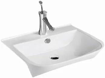 روشویی نیمه روکار مستطیلی NOURK | روشویی سرامیکی نیمه کابینتی و نیمه روکار | طول 600 x عرض 470 x ارتفاع 175 میلی متر | روشویی روکار مناسب اتاق نشیمن مدرن (سفید)