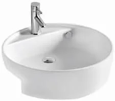 روشویی نیمه روکار گرد NOURK | سینک سرامیکی نیمه روکار و نیمه زیرکار مناسب حمام | ابعاد L 430 x W 430 x H 180 میلی متر | روشویی روکار مناسب اتاق نشیمن مدرن (سفید)