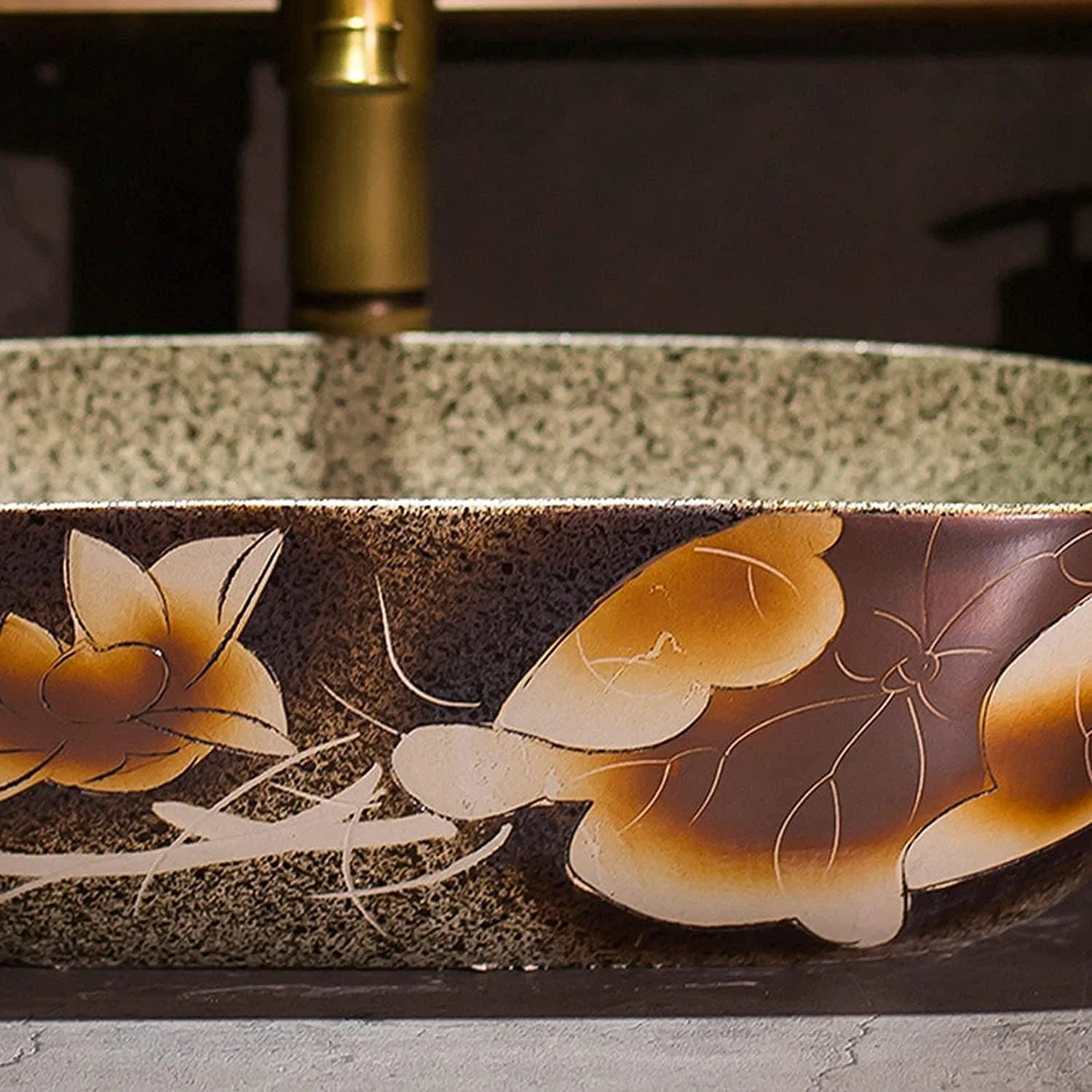 روشویی روکار باریک دهانه مدیترانه ای MNSSRN، سینک لوکس دست ساز بیضی شکل، روشویی سرامیکی اروپایی، حوض مربع