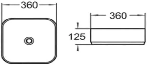 روشویی رومیزی نورک مناسب حمام | روشویی رومیزی مناسب اتاق نشیمن | روشویی کانتر | سینک سرامیکی رومیزی حمام (36x36x13 سانتی متر) (سفید و مشکی)