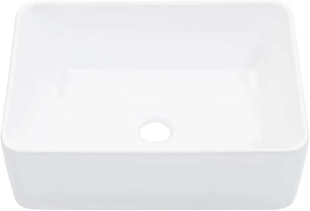 روشویی سرامیکی روکار vidaXL، مناسب حمام، سرویس بهداشتی، رختکن، کاسه روشویی، 40x30x13 سانتی متر، سفید