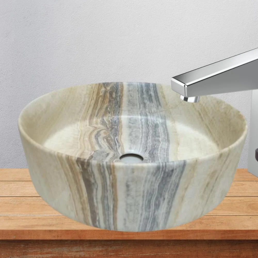 روشویی روکار سرامیکی 36x36x12 سانتی متر، طرح قهوه ای و خاکستری