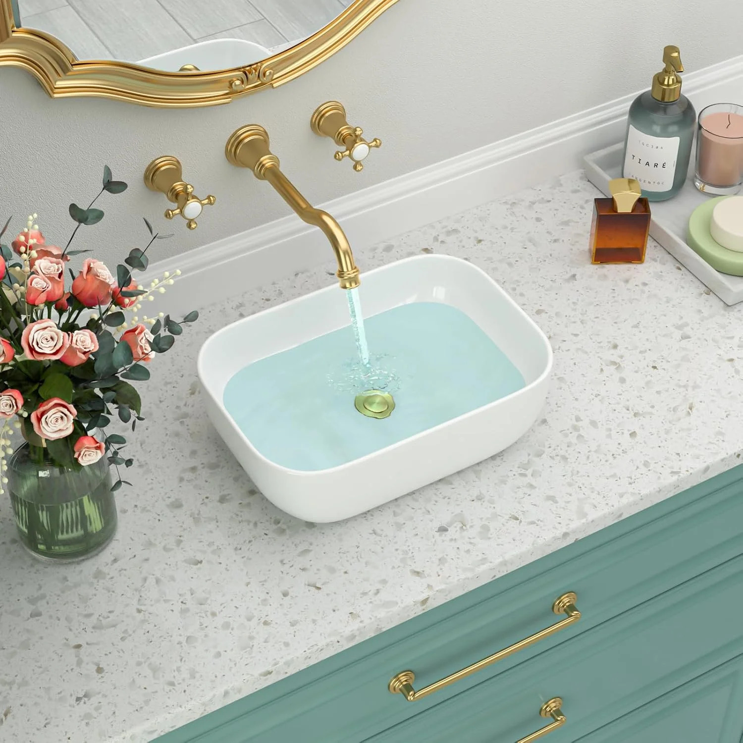 سینک روشویی - سینک کاسه ای بسلند 35x25 سانتی متر، کاسه روشویی سرامیکی سفید چینی، سینک روشویی کوچک مناسب RV، سینک روشویی هنری