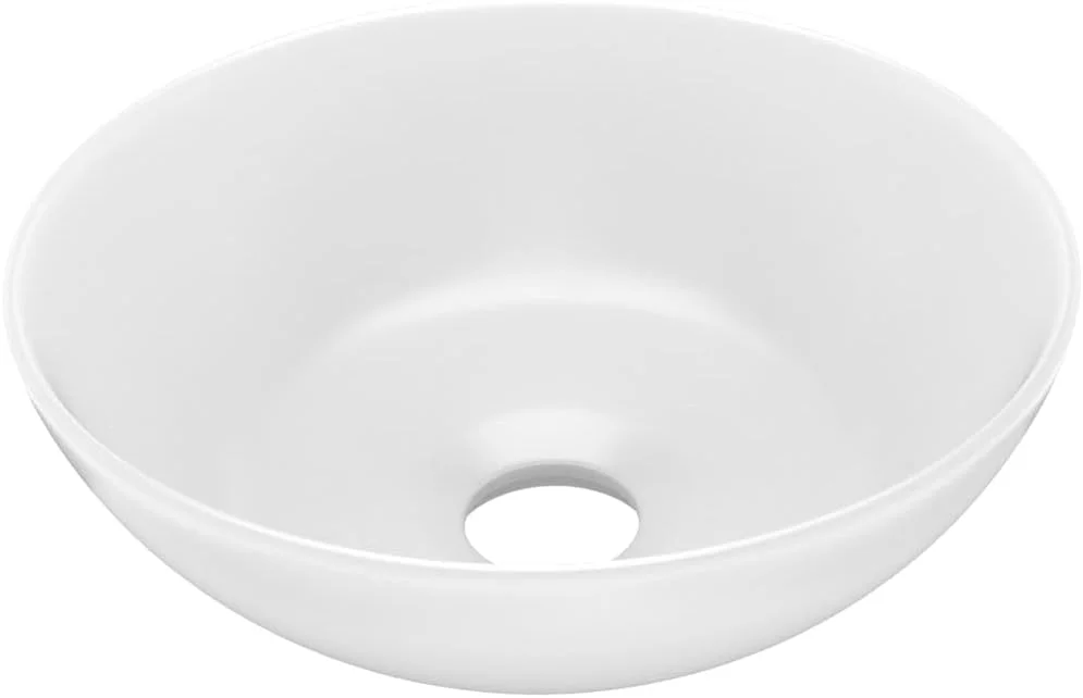 روشویی سرامیکی روکار vidaXL، کاسه روشویی گرد سفید مات مناسب حمام، سرویس بهداشتی، اتاق آرایش، آشپزخانه