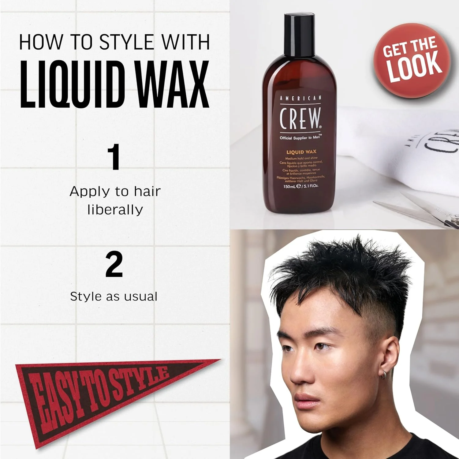 وکس موی مردانه امریکن کریو، وکس مایع، نگهدارنده متوسط با درخشش متوسط، 150 میلی لیتر