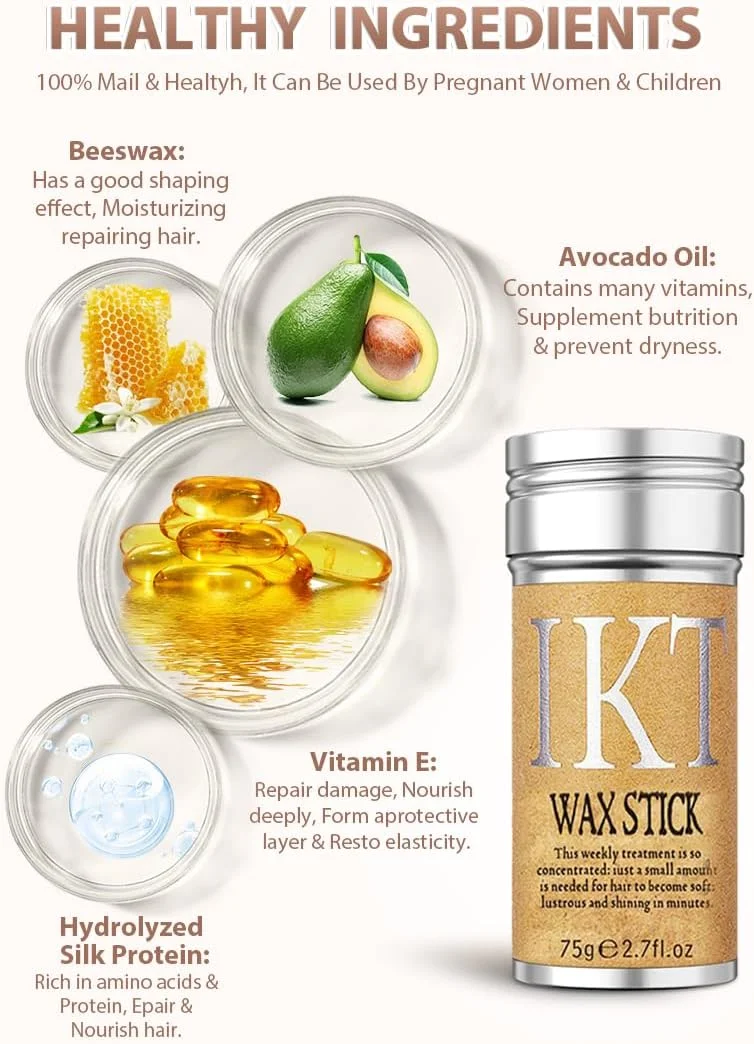 استیک واکس مو AnWoor برای موهای وز شده - حالت دهنده مو و پماد صاف کننده برای کودکان، زنان و دختران - 1 عدد