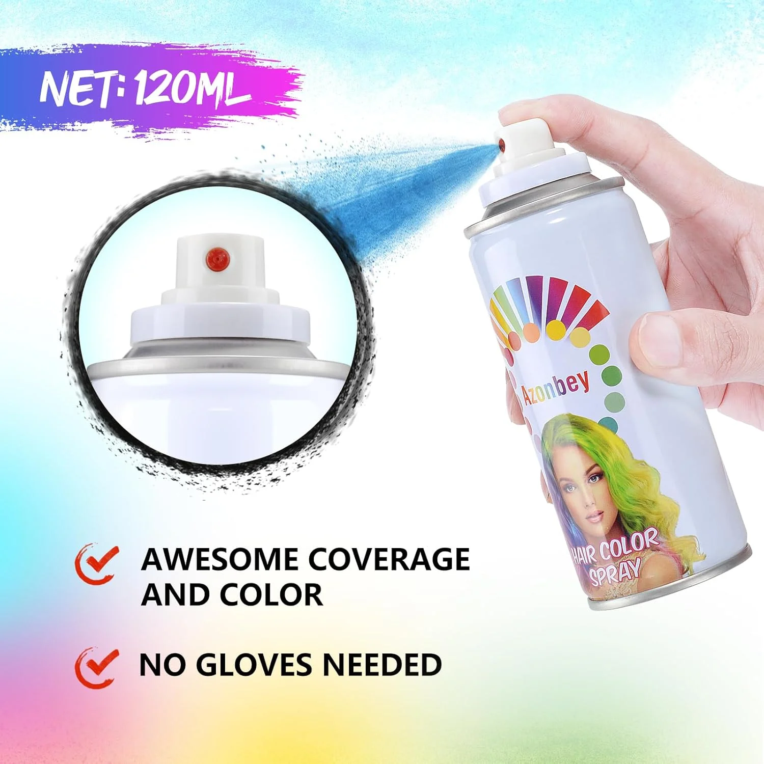 اسپری رنگ موی موقت طبیعی آزانبِی، قابل شستشو 1 روزه (آبی) اسپری رنگ موی موقت طبیعی آزانبِی، قابل شستشو 1 روزه (آبی)