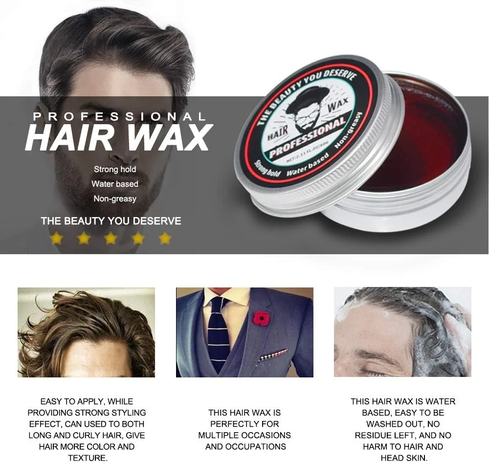 واکس مو حالت دهنده مردانه Fawoonu، واکس ژل مو با قدرت نگهدارندگی قوی، روغن مومی حالت دهنده مو با ماندگاری طولانی، لوازم جانبی حالت دهی مو