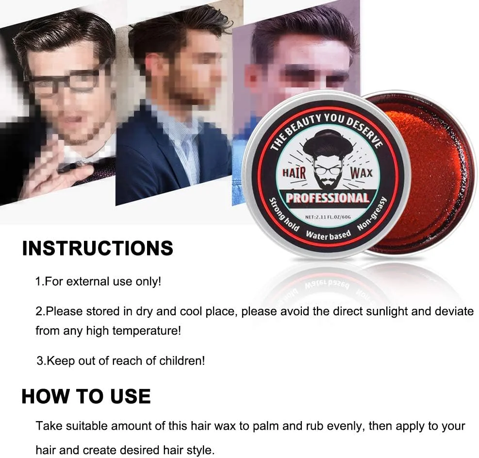 واکس مو حالت دهنده مردانه Fawoonu، واکس ژل مو با قدرت نگهدارندگی قوی، روغن مومی حالت دهنده مو با ماندگاری طولانی، لوازم جانبی حالت دهی مو